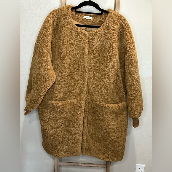 Madewell Cocoon Bonded Teddy Sherpa Coat Size Large - Picture 2 of 6
